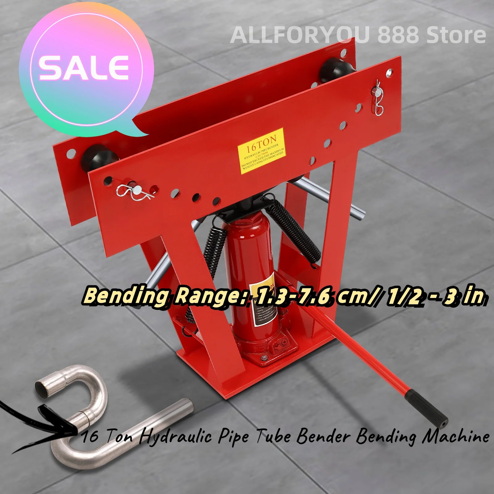 

16 Ton Manual Hydraulic Pipe Tube Bender W/8Dies Bending Range 1.3-7.6 cm Red/Blue