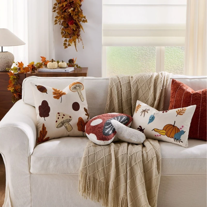 30x50/45x45CM Autumn Throw Pillow Cover Nordic Fashion Maple Leaf Stamping Waist Cushion Cover Decor Home Decorative Pillowcase