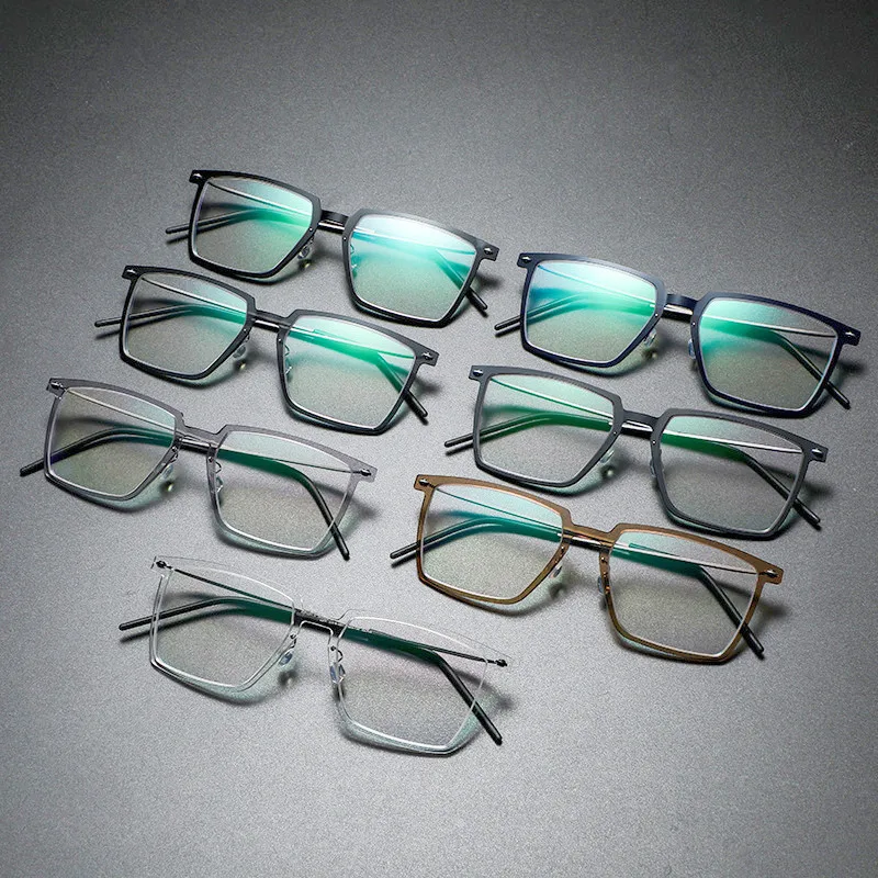 Denmark Screwless Square Glasses Large Frame Men Retro Eyeglasses Ultralight Women Screwless Eyewear Design Big Face Spectacles
