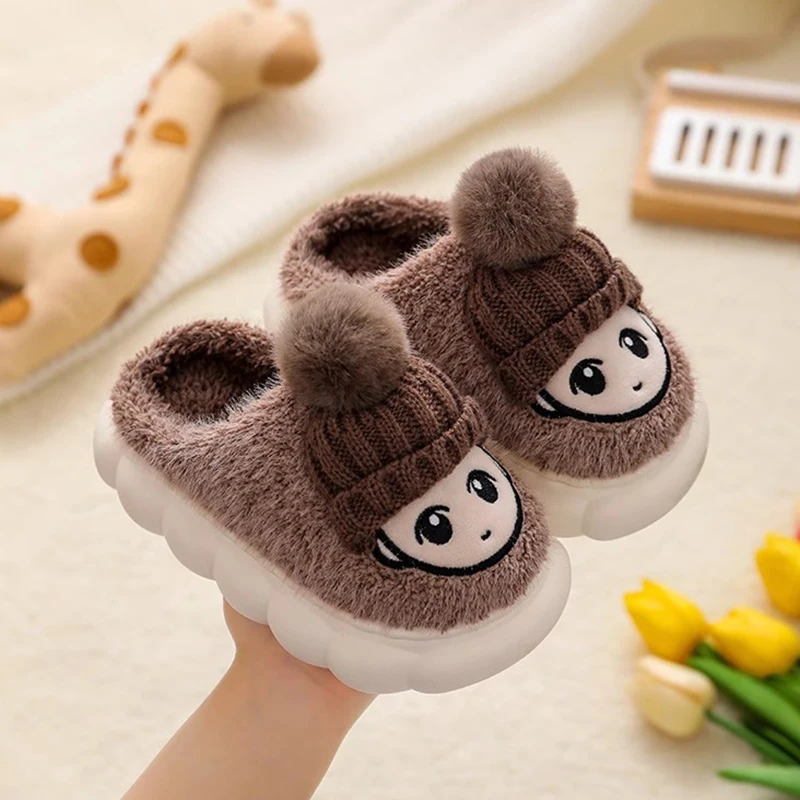 Children\'s cotton slippers women\'s autumn and winter home warmth boys\' fur slippers cartoon cute anti slip girls\' cotton sli