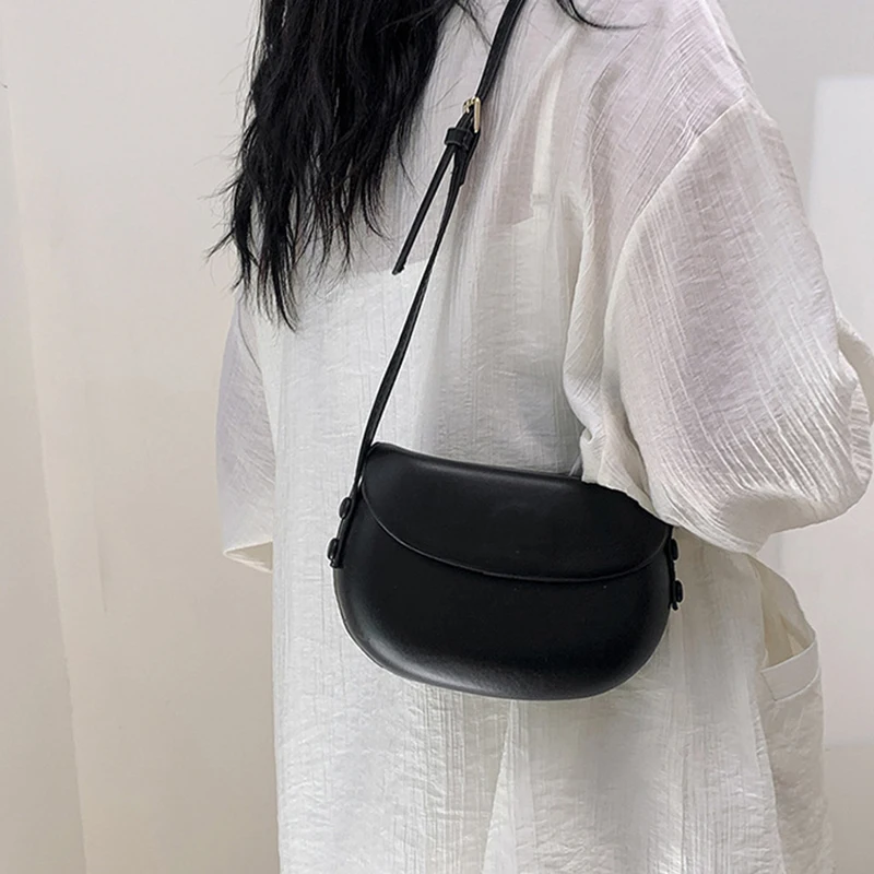 1 قطعة حقائب كروس نسائية بلون واحد للاستخدام اليومي بحزام قابل للتعديل من جلد البولي يوريثان حقيبة كتف كاجوال حقائب يد للسيدات #5