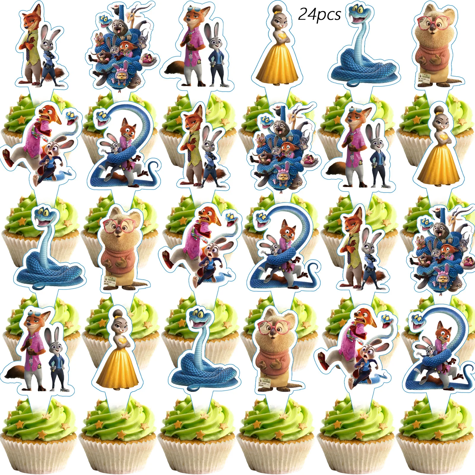 Zootopia 2 Cake Topper、Cupcake Toppers,Zootopia 2 Birthday Decorations，Zootopia 2 Theme Party Supplies,Zootopia Birthday - Image 5