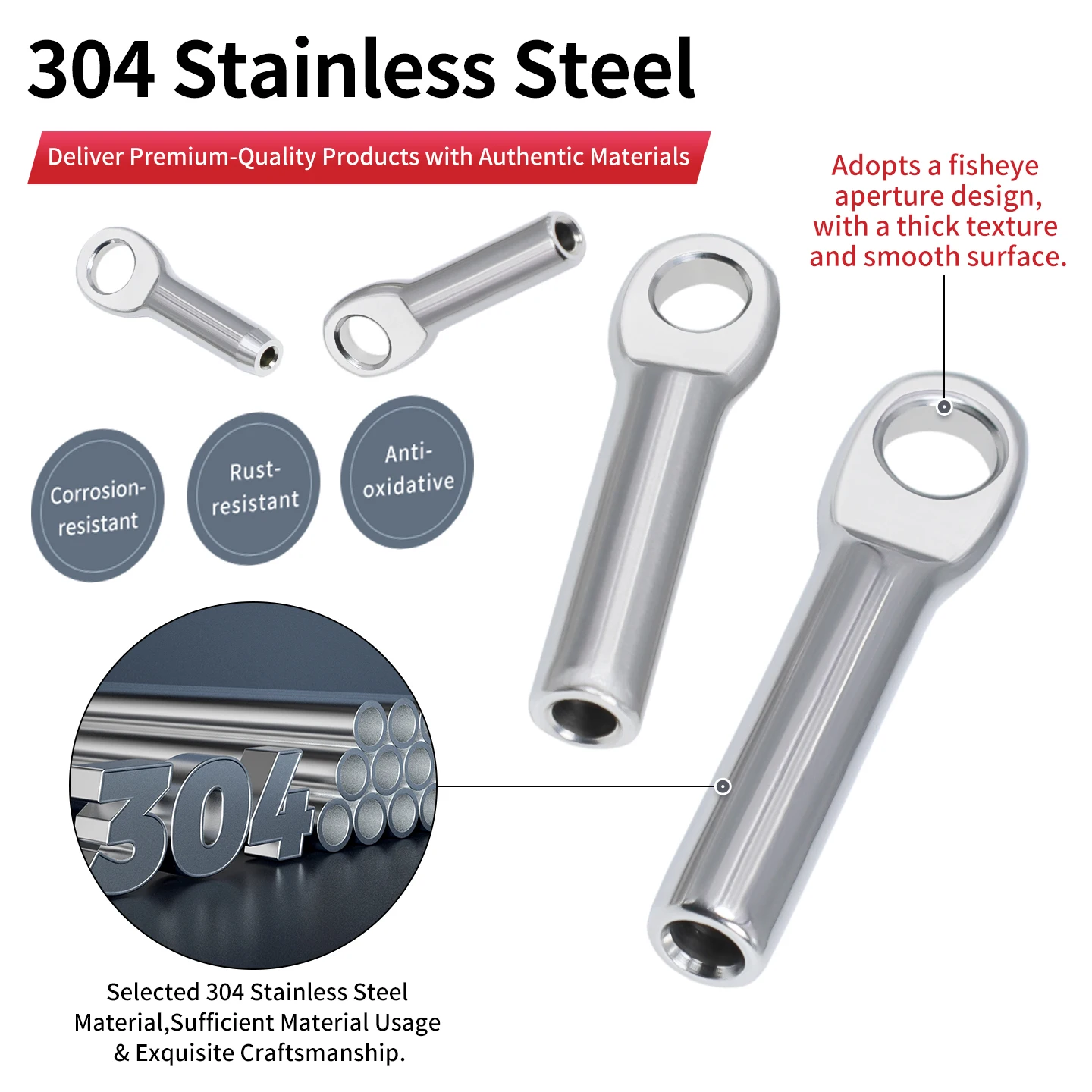 10 SZT. zacisków do lin stalowych ze stali nierdzewnej 304, zaciski do liny z końcówką zaciskową 1,5-6 mm, zaciski oczkowe do łączenia lin