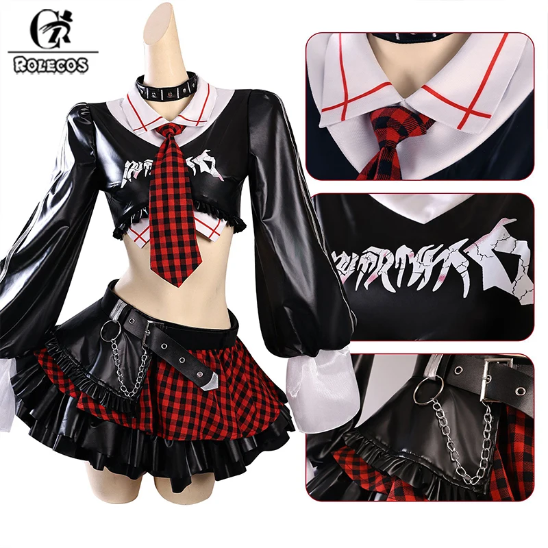 

ROLECOS Anime EVA Asuka Langley Soryu Cosplay Costume Shikinami Asuka Langley EVA Gothic Top Skirt Daily Outfis Halloween Party