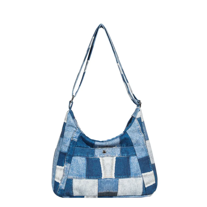 

Women Jean Canvas Hobo Bag Casual Versatile Vintage Large Capacity Handbag Shoulder Crossbody Daily Life Works Retro Tote Bag