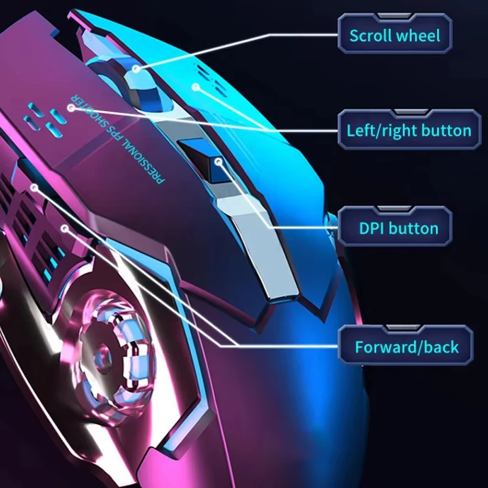 Wireless Bluetooth Mouse 2.4G USB Mecha Gaming Mouse Rechargeable Silent Backlight Mice Ergonomic Office Mice Game Accessories