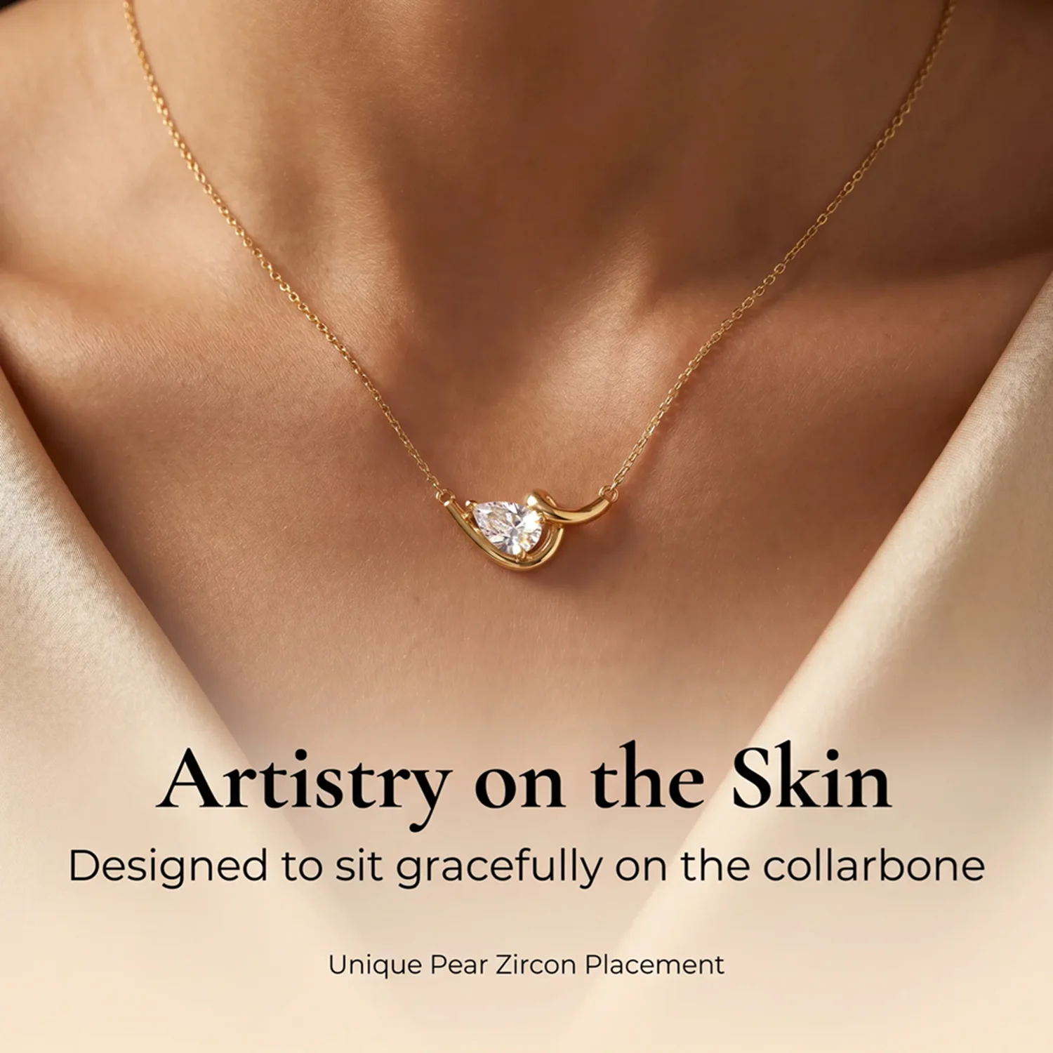 Moonmory Halskette mit tropfenförmigem Messinganhänger im schlichten Design für Damen, 18 Karat vergoldet, 50 cm verstellbare Kette, Muttertag – Detail 3
