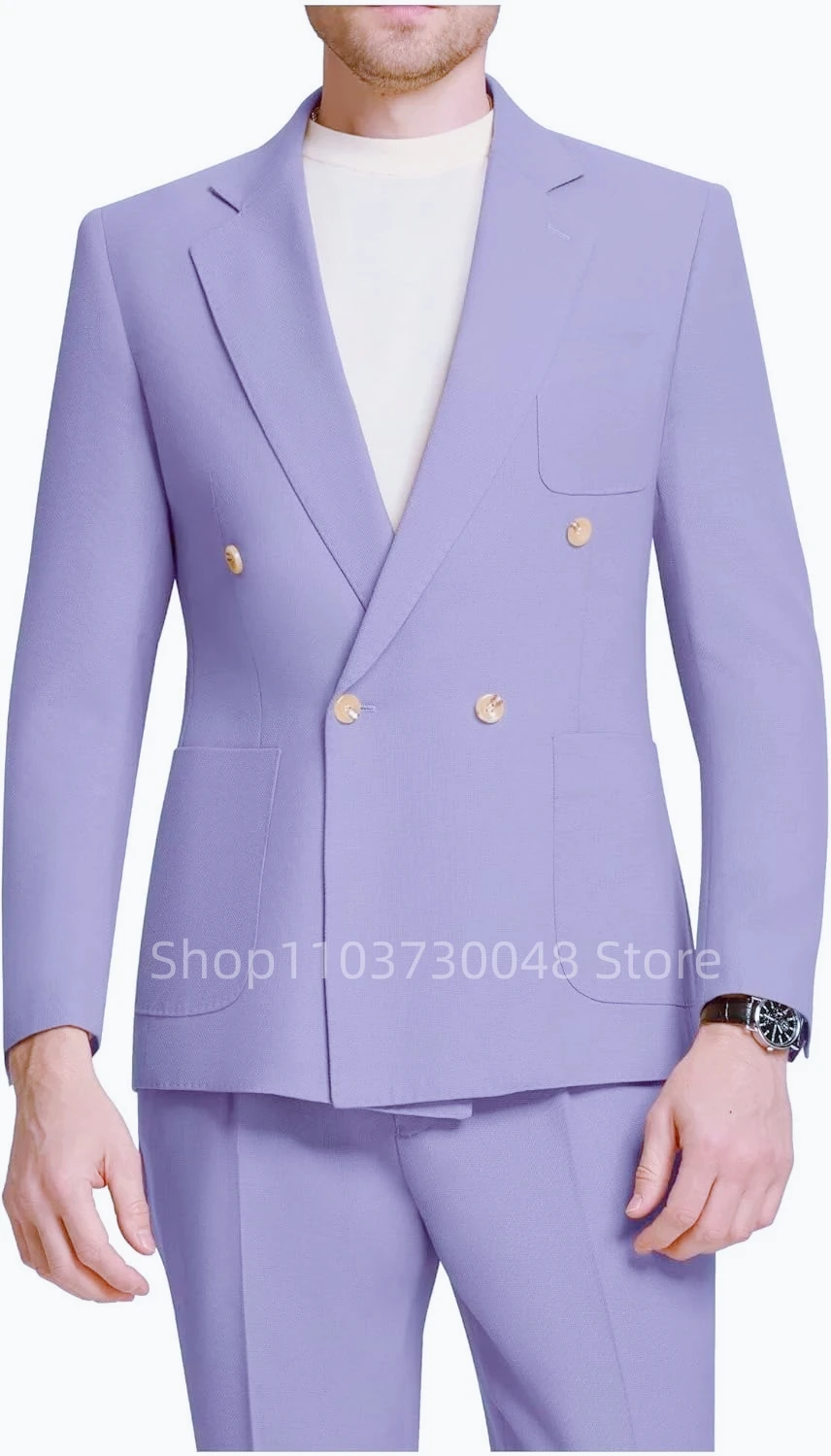 

Elegant Solid 2 Piece Men's Suit Slim Fit Double Breasted Blazer Business Suit for Men Events Dinners Groom Tuxedo(Jacket+Pants)