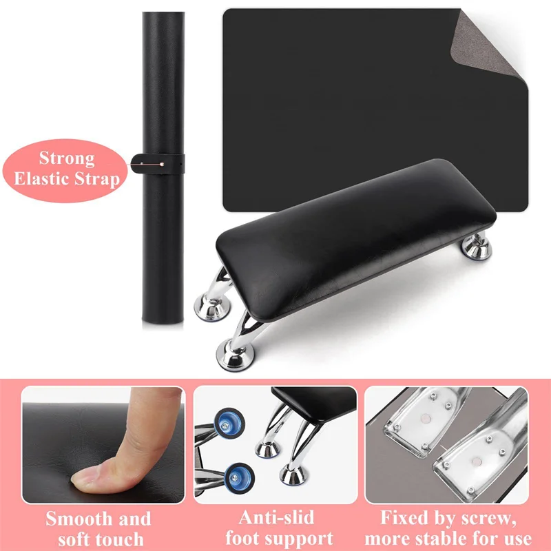 2pcs Nail Arm Rest with Nail Table Mat Nail Arm Hand Rests for Acrylic Nails with Hand Table Mat Microfiber Leather Rest Cushion