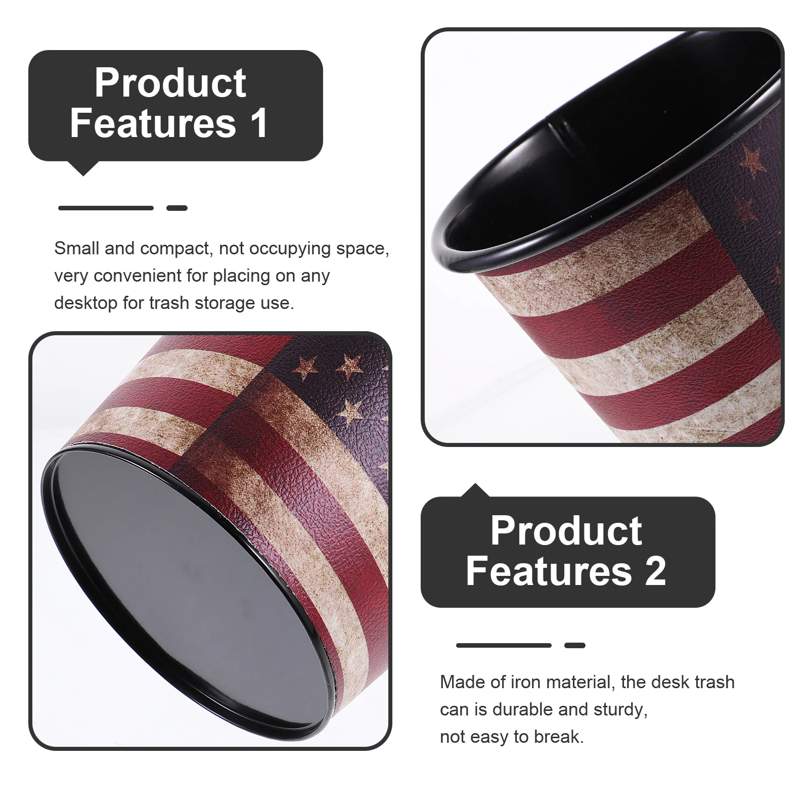 

Trash Bin Desktop Can Container Office Waste Basket for under Decorative Garbage