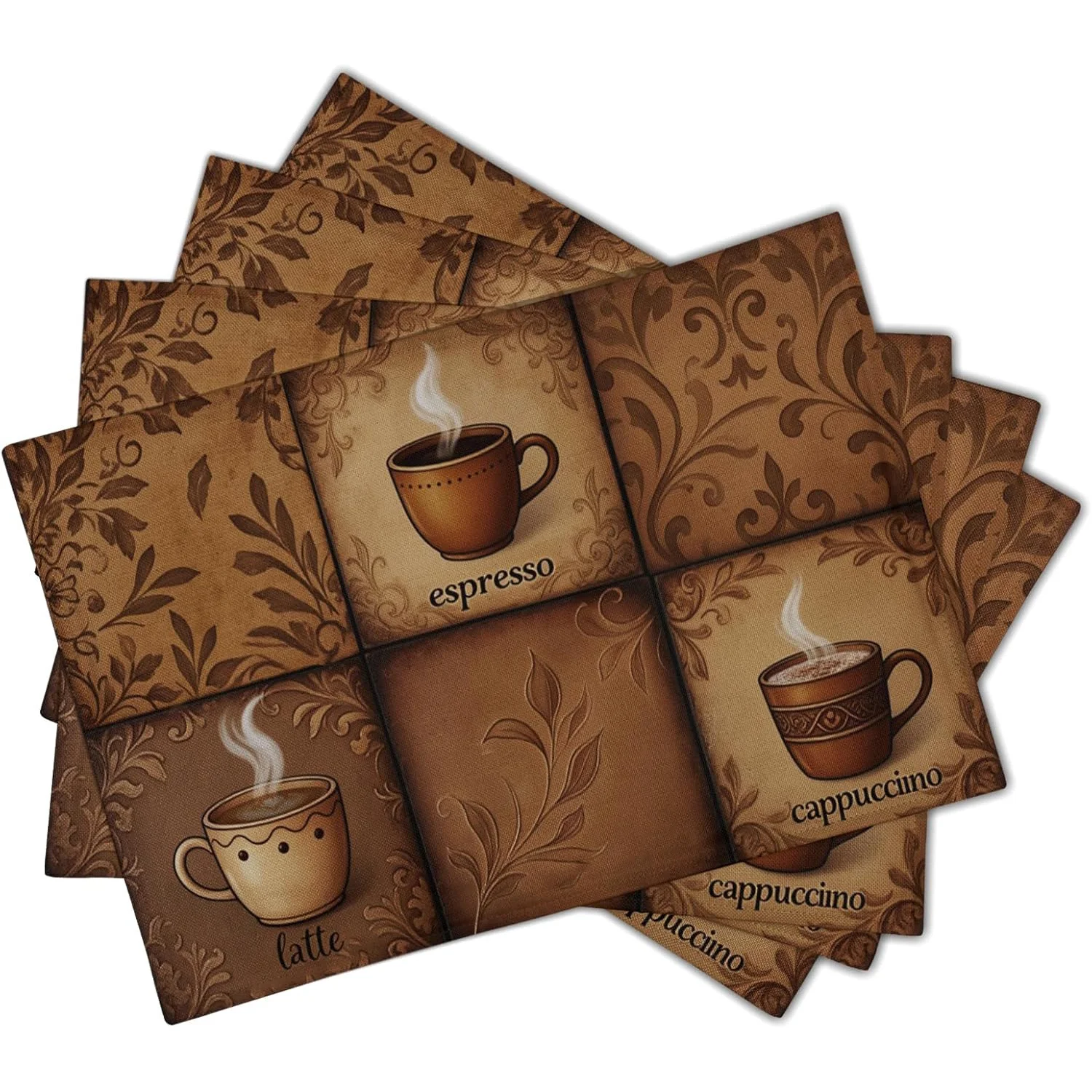 4/6/8pc Monstera Watercolor Placemats Linen For Modern Minimalist Home Soft Tone Table Setting