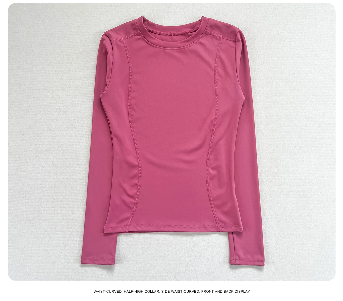 Schlankes Damen-Sportoberteil mit Langen Ärmeln, Rundhalsausschnitt, Weich und Atmungsaktiv für Fitness, Laufen, Yoga und Workout – Detail 6