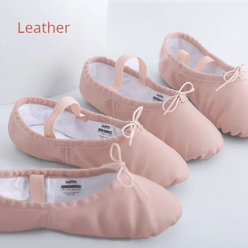 Genuine Leather Ballet Shoes For Girls Children Professional Ballroom Dance Soft Flat Shoes Kids Sheepskin Sneaker