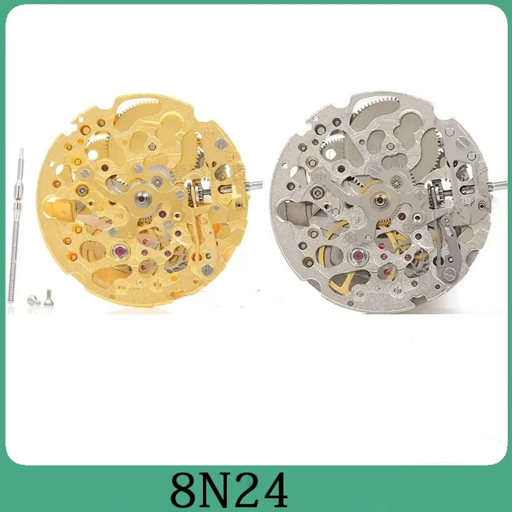 Japan Imported Brand New 8N24 Skeletonized Automatic Mechanical Movement Gold Color Silver Color Independent Precision Packaging
