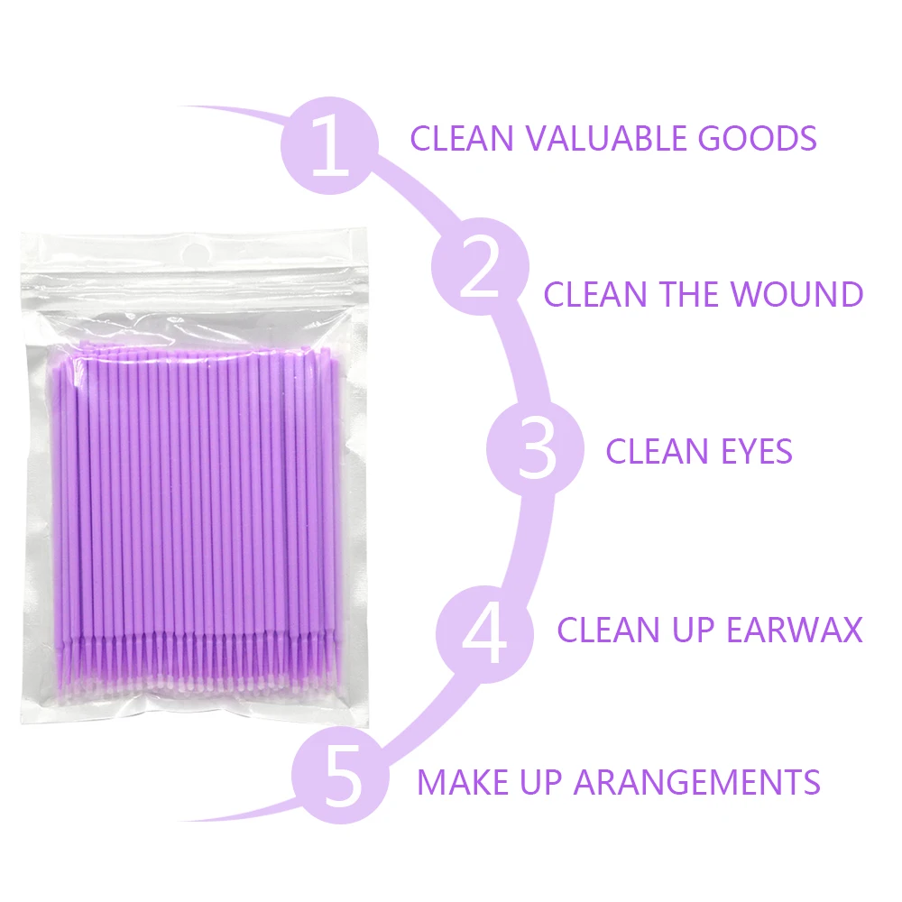 500/1000Pcs แปรงทําความสะอาดขนตา Lash EXTENSION Micro ผ้าฝ้าย Swab ขนตา Microbrush แต่งหน้าทําความสะอาด Remover เครื่องมือ