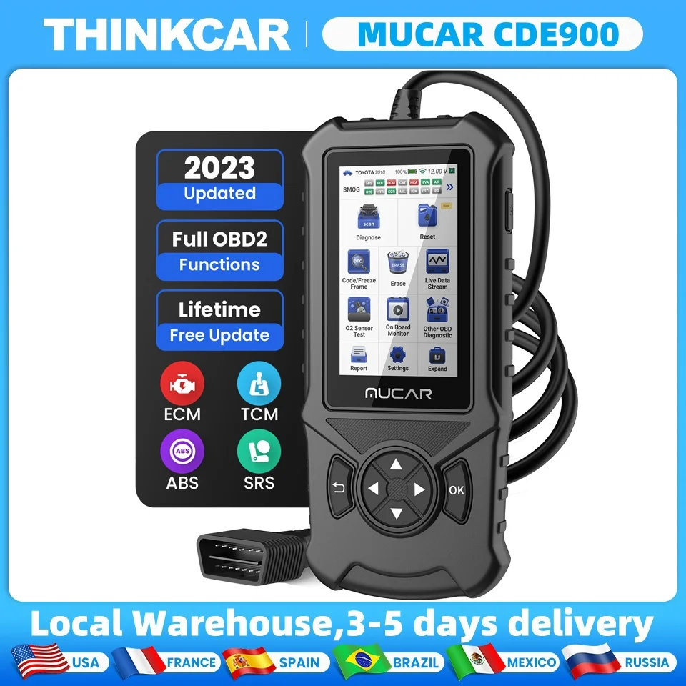 MUCAR CDE900 Diagnostic Tools for ECM/ABS/SRS/TCM System Lifetime Free Update Code Reader Diagnostic Scanner Mucar Car Scanner