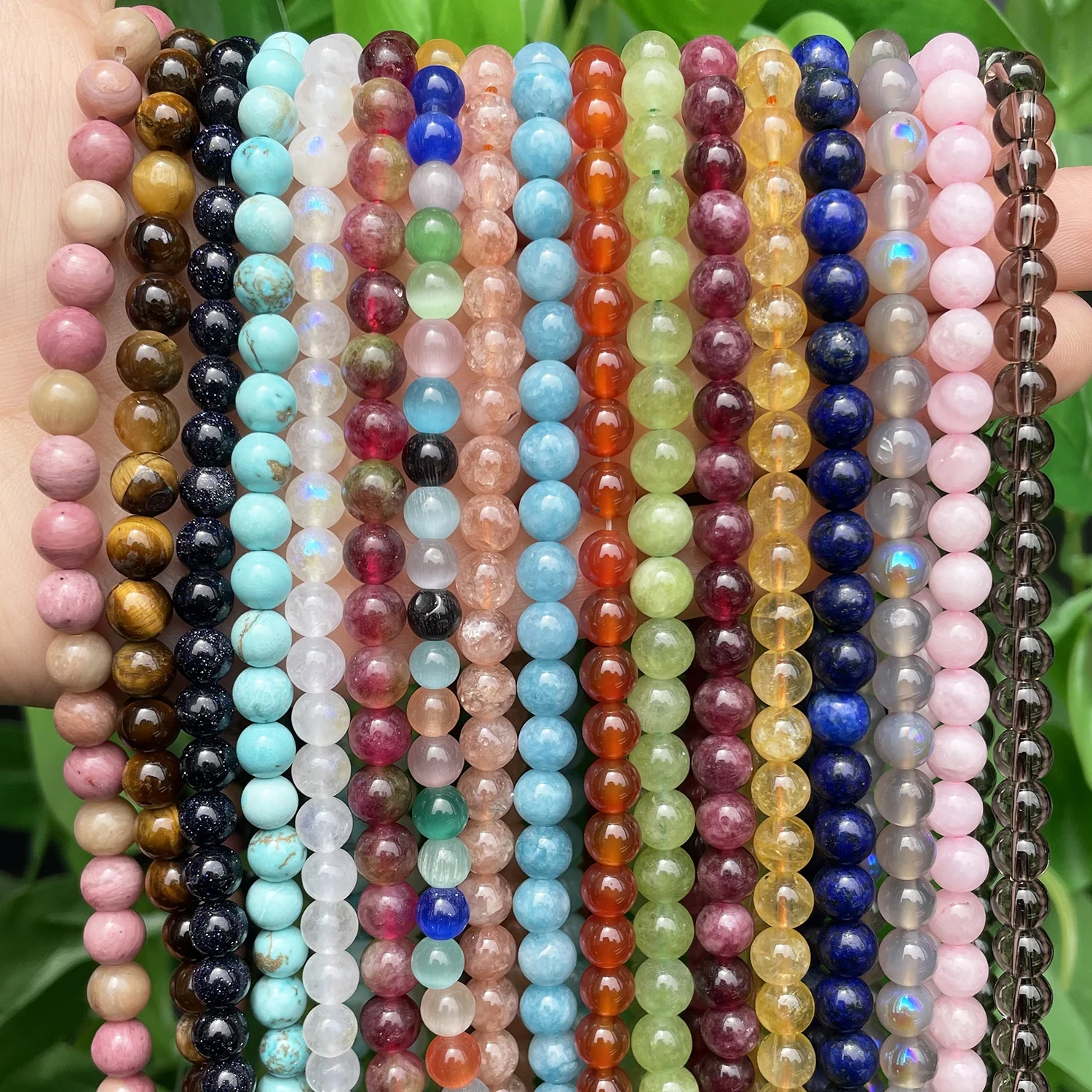 Natural Stone Bead Round Agates Amazonite Quartz Garnet Tiger Eye Beads for Jewelry Making DIY Bracelet Accessories 4-12mm 15\'\'