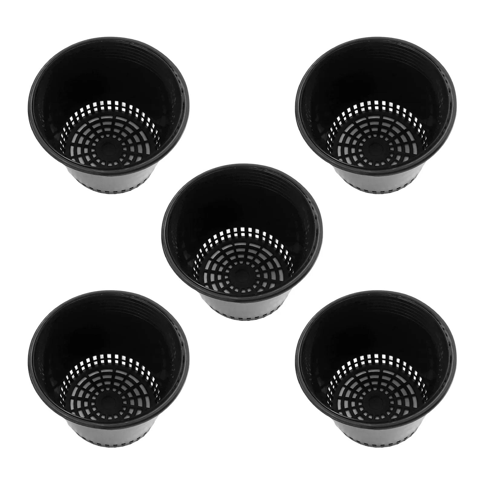 Pack of 5 Plastic Flower Pots with Mesh Bottom for Improved Plant Health Suitable for Indoor and Outdoor Gardening Applications