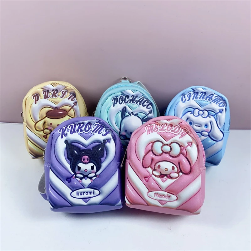 

Sanrio Hello Kitty 3D Coin Purse Cute Cartoon Kuromi Cinnamoroll Cool Bluetooth Earphone Bag Little Knapsack Key Chain Gifts