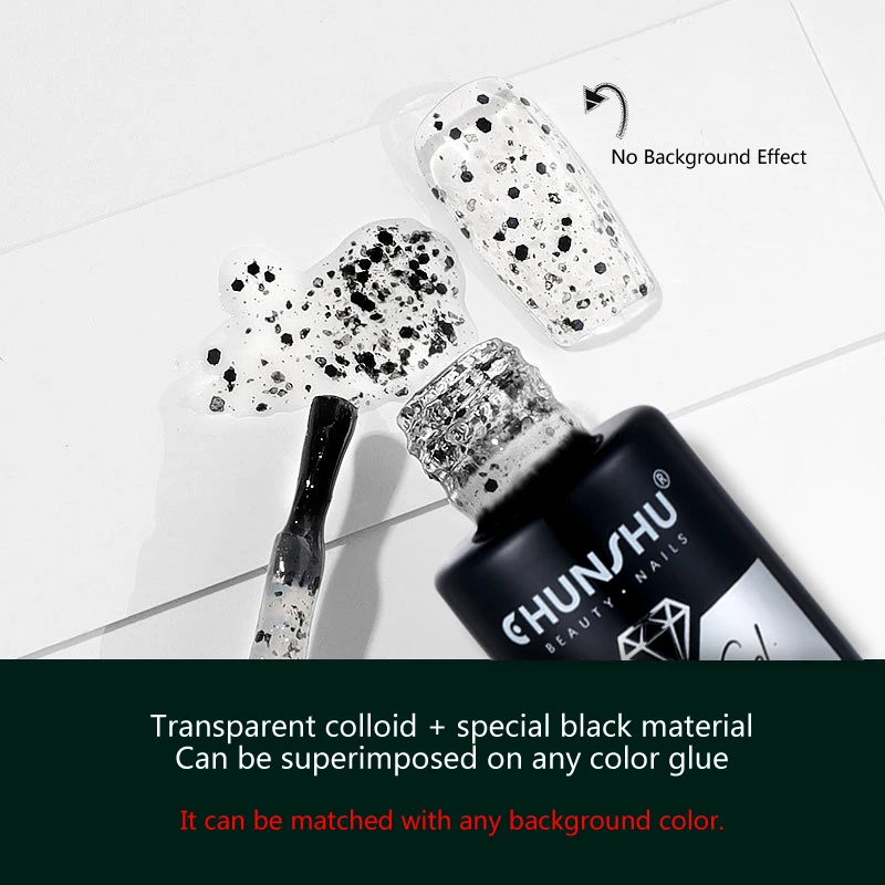 CHUNSHU 10ML Eggshell Gel Nail Polish Black Material With Any Color Base For Nails Soak Off UV Manicure Snow Fakes Top Coat  DIY