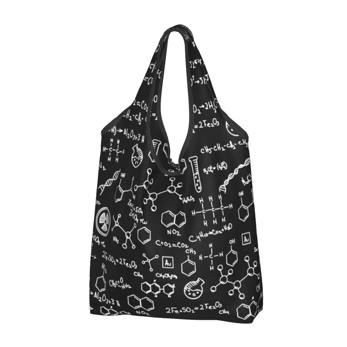 Science Chemistry Pattern Groceries Shopping Bag Fashion Shopper Shoulder Tote Bags  Portable Chemical Lab Tech Handbag