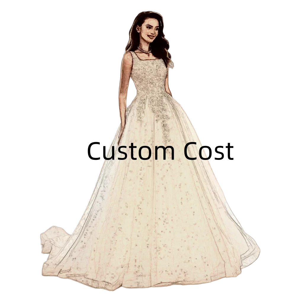 

Square Collar Sleeveless Vestidos De Novia Elegant Sequin Lace Wedding Dresses Appliques Vestido De Noiva