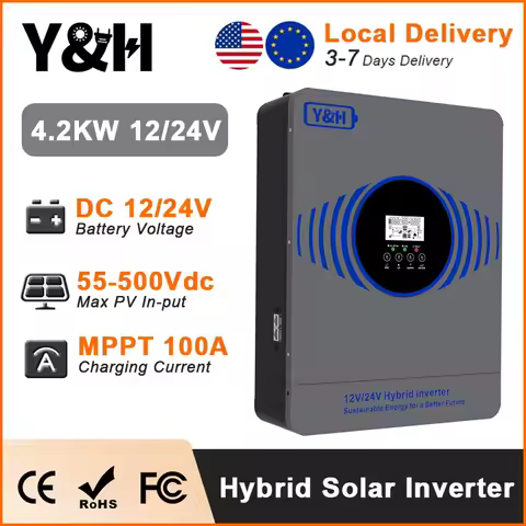 Y&amp;H 2.3KW 4.2KW Hybrid Solar Inverter 12V 24V Battery AC230V Off Grid Inverter with MPPT 100A Solar Charger Max PV 4KW RS485 BMS