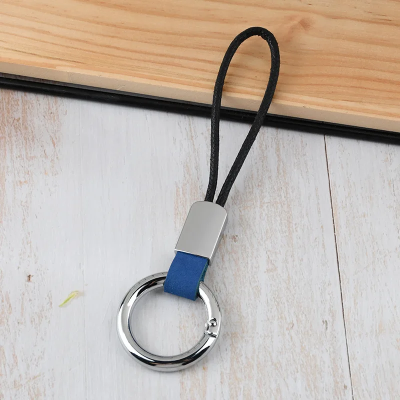 10pcs/setLuxury Genuine Leather Lanyard car keychain. Male and female leather Gunmetal Buckle key ring. Motorcycle keychain Gift