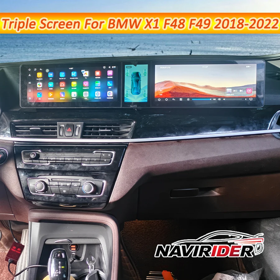 Android 15 For BMW X1 F48 F49 2018-2022 EVO Triple Screen GPS Carplay 4G WIFI Android Auto Multimedia Bluetooth Video Player