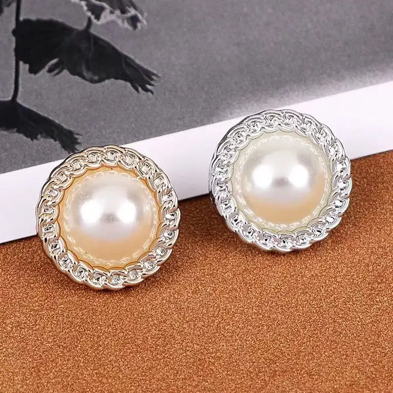 10 قطعة زهرة اللؤلؤ الذهب البلاستيك عرقوب أزرار للنساء الملابس سترة سترة اليدوية الخياطة اكسسوارات سكرابوكينغ #6