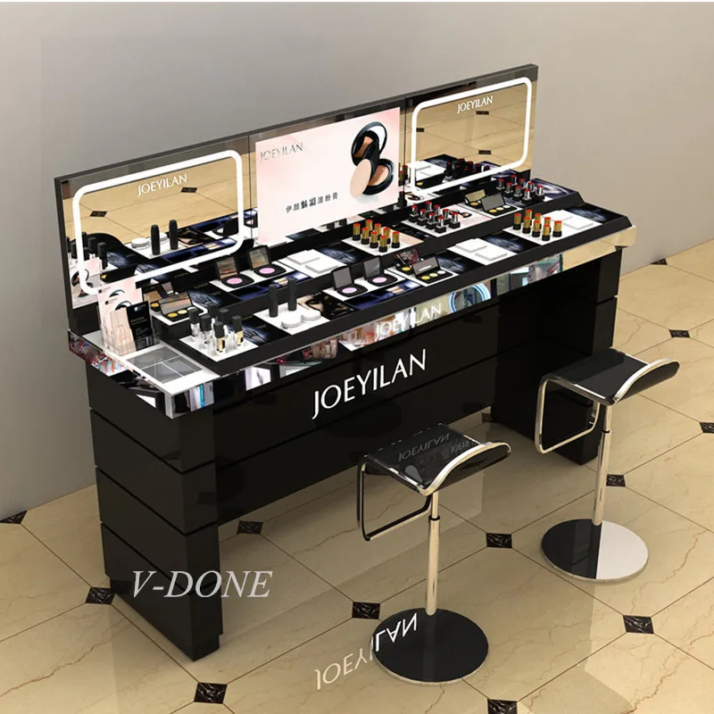 Customized-Cosmetic shop kiosk interior design with cosmetic shop furniture beauty products display shelf