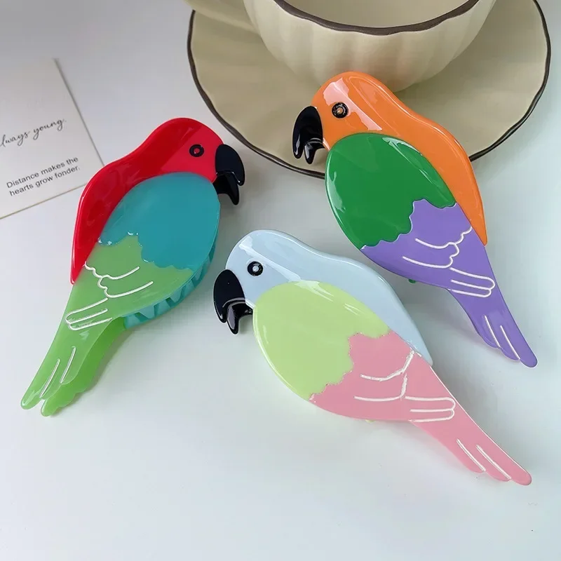 

BYL Cute Cartoon Colorful Parrot Acetate Hair Claw Light Luxury Eco-friendly Hair Clips for Women Girls Hair Accessories