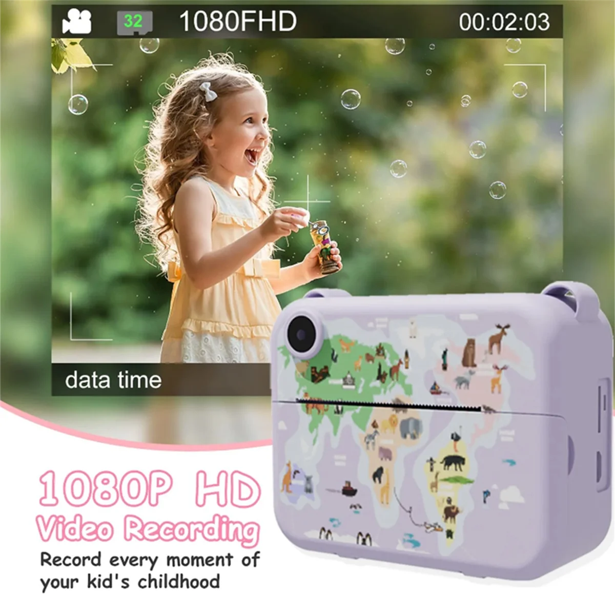 

PA-Kids Camera Instant Print Christmas Birthday Gifts for 3-12 Year Old with 3 Rolls Print