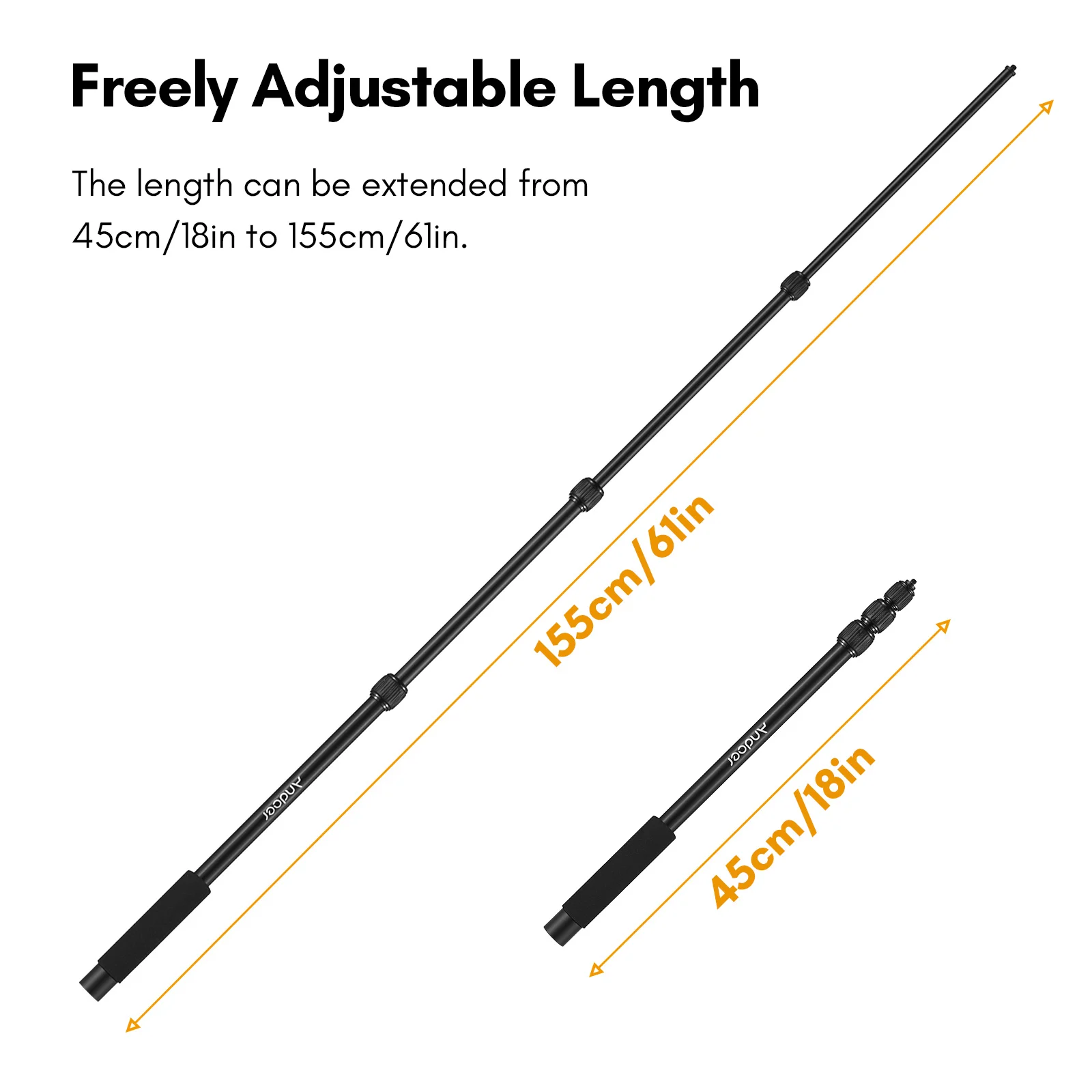 Andoer Handheld Microphone Boom Arm 4-Section Extendable Mic Arm Aluminum Alloy Boom Pole for Microphones Thread with Foam Grip