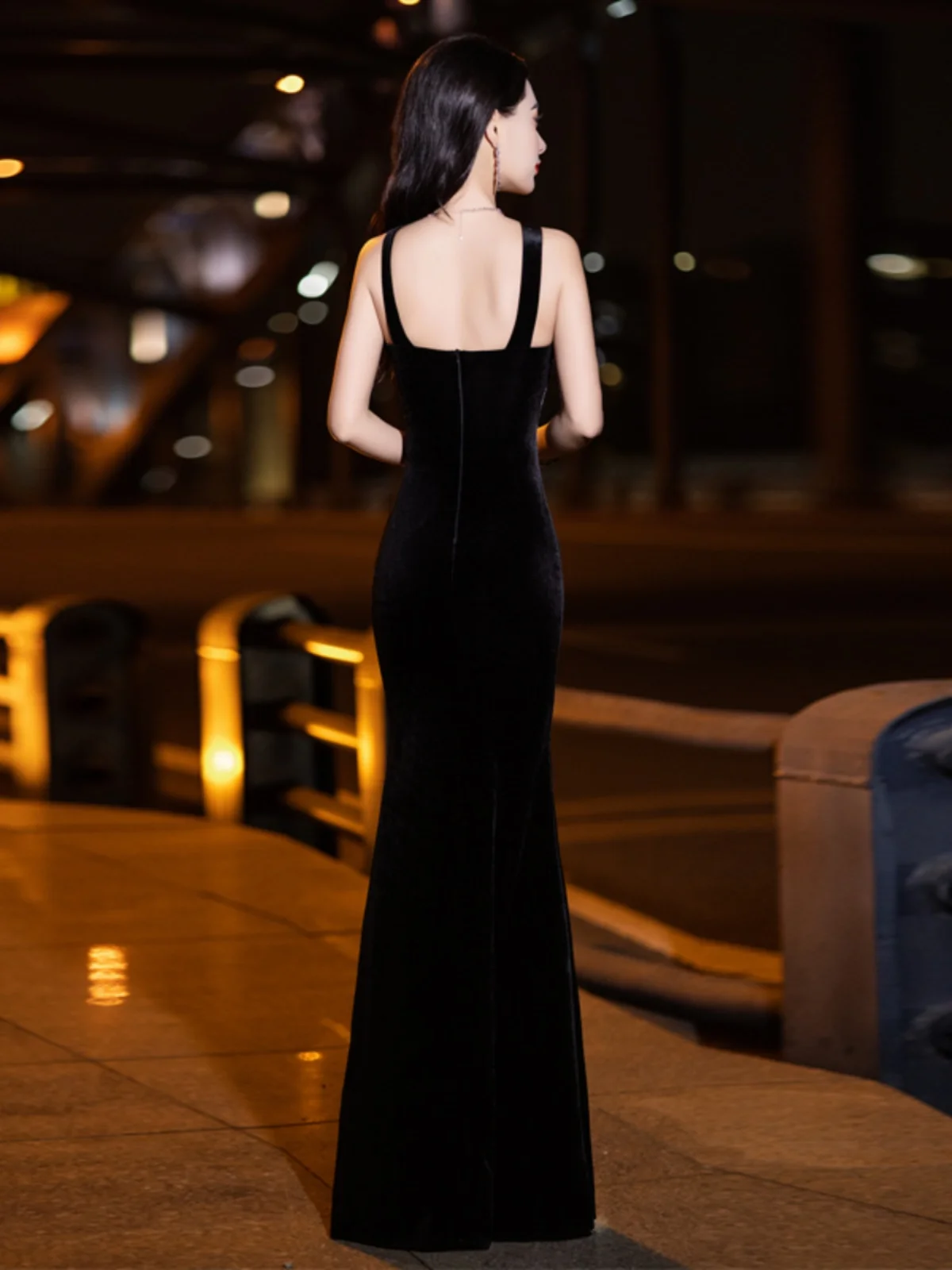 Women's Evening Dress New High end Banquet Hot Diamond Neck Hanging Fish Tail Slimming Elegance Host Birthday Long Party Dress