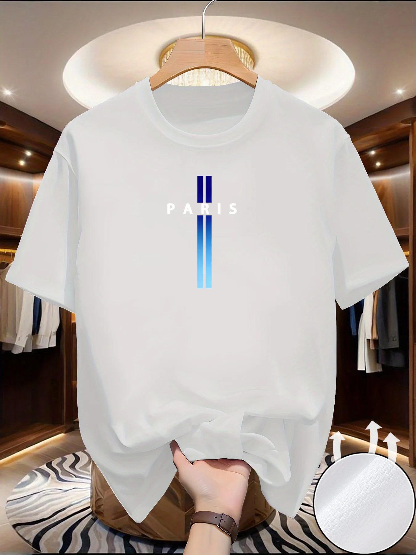 Men's Summer Exercise Blue/white gradient print T-shirts High Grade Breathable Quick Dry Short Sleeved Top Marathon Gym Fitness view 5