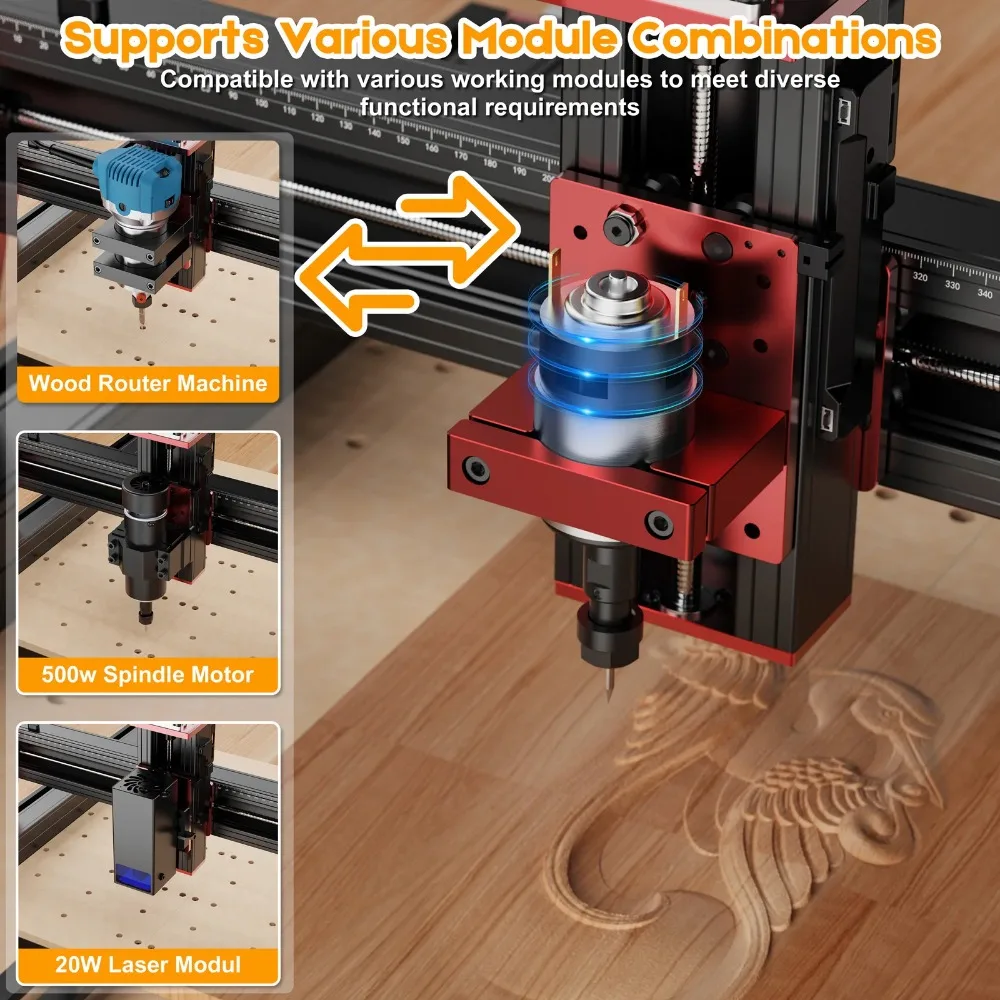 TwoTrees TTC450 Pro CNC Router Machine 4 Axis For LASE Engraving Cutting and cnc Machine GRBL Control Woodworking DIY Creation