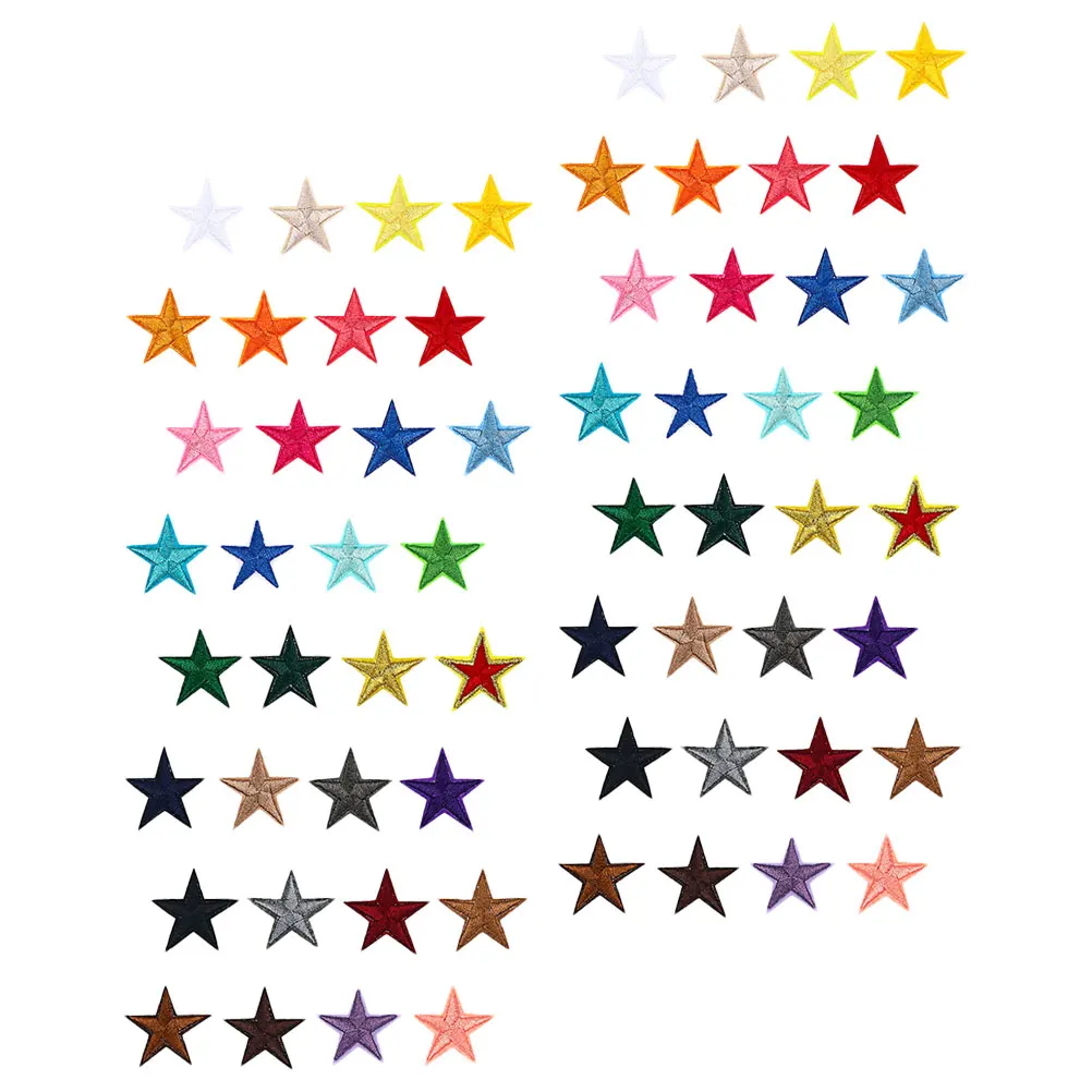 

102pcs Five-Pointed Star Decorative Iron On Patch Clothing Repair DIY Crafts Accessories Polyester Embroidery for Jackets