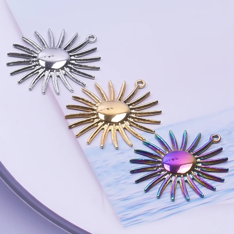 Rainbow/Silver/Gold Color Sun Stainless Steel Charms For Jewelry Making Supplies Boho Pendants Breloque Pour Fabrication Bijoux