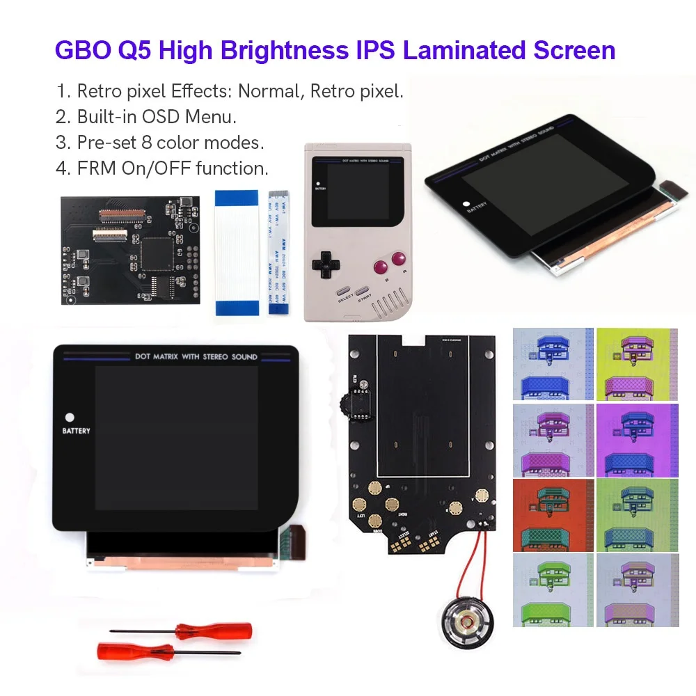 

Черный ламинированный GB Q5 3,1 дюйма Большой дисплей HD IPS RIPS Экран OSD FRM Для комплектов ЖК-дисплеев GBO DMG Корпус с динамиком