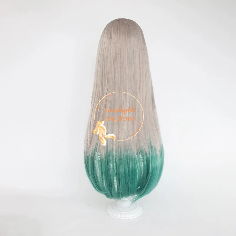 Parrucca cosplay Anime Yashiro Nene Parrucche lunghe grigio verde Parrucca cosplay anime da donna Capelli sintetici resistenti al calore + cappuccio per parrucca