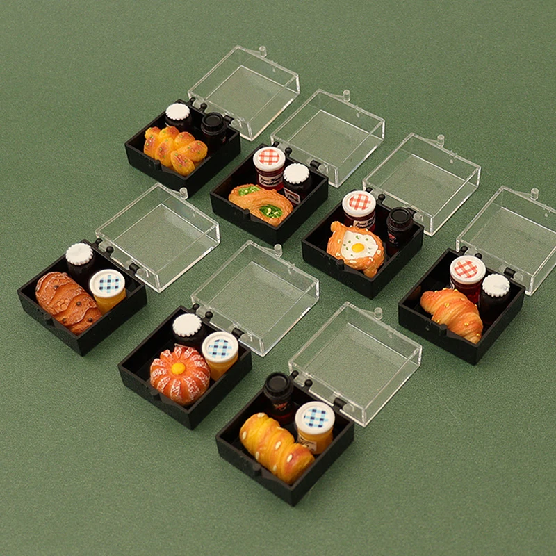 1/12 Casa delle bambole Simulazione Marmellata di pane con scatola di immagazzinaggio Kit Casa delle bambole Mini Dessert Decorazione alimentare Casa delle bambole Scena della cucina Giocattoli