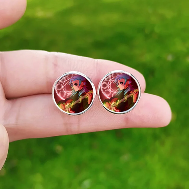 Sally Face Cosplay Earrings for Women Men Cartoon Poster Glass Photo Handmade Stud Earring Jewelry