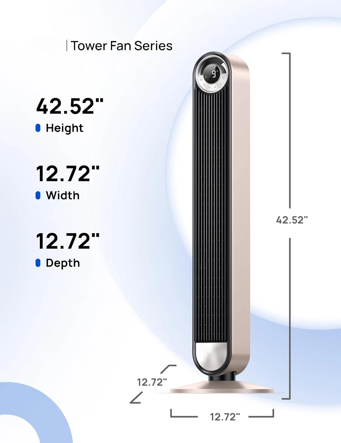 Voice Control Floor with 12H Timer, 42 Inch Quiet Bladeless Standing LED Display, 9 Speeds, Work Alexa/Google