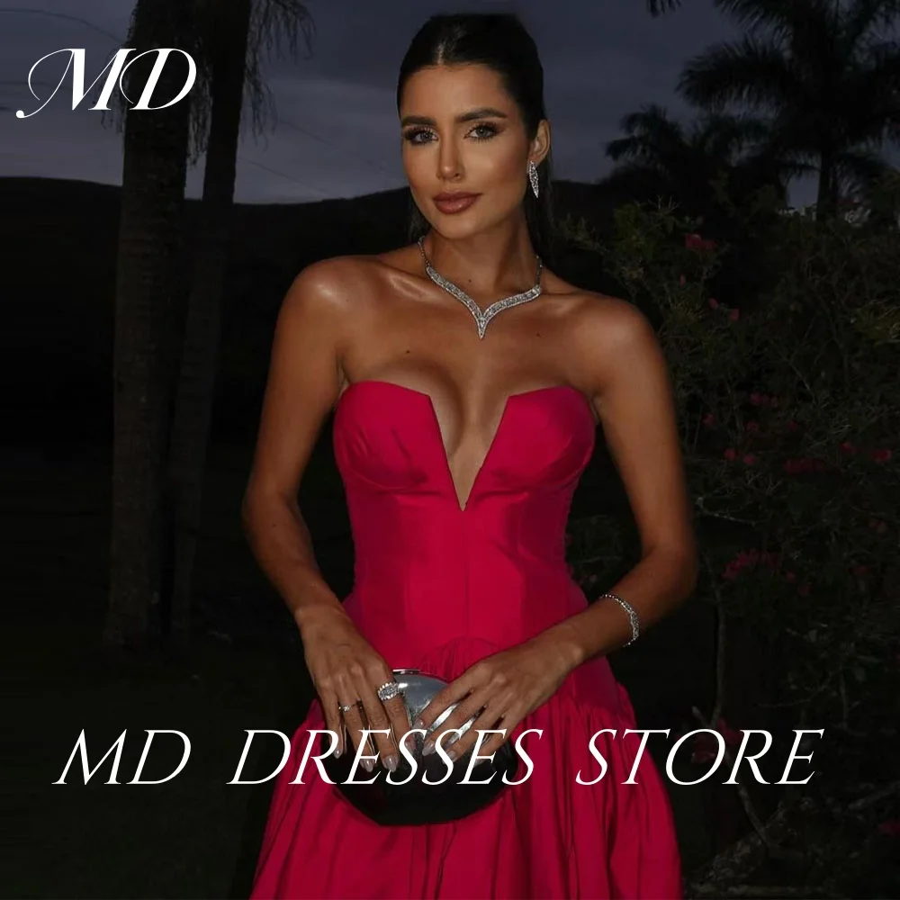 MD Elegant ซาติน A-Line ชุดราตรีแขนกุดพรหมปาร์ตี้ Sweetheart COLLAR กิจกรรมอย่างเป็นทางการ vestido de Noche ที่กําหนดเอง