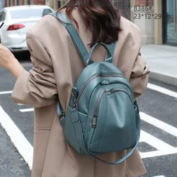 Genuine leather Women's Backpack Simple casual large capacity travel Knapsack Head layer cowhide commuter handbag