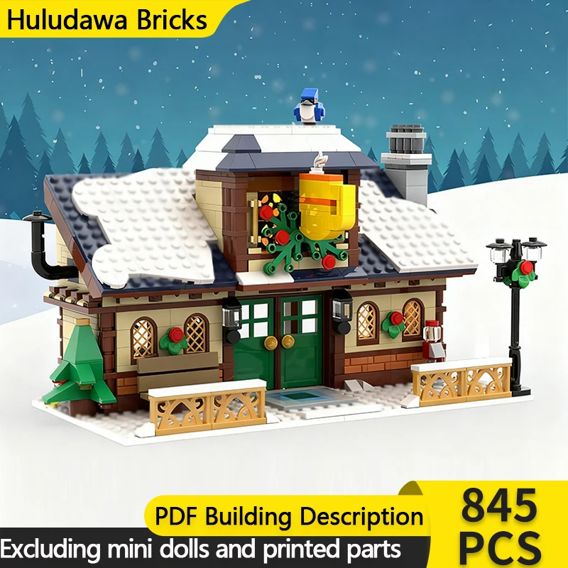 

Модель City Street View MOC, строительные кирпичи, зимняя деревня, кафе, модульная технология, детские праздничные подарки, сборные игрушки, костюм