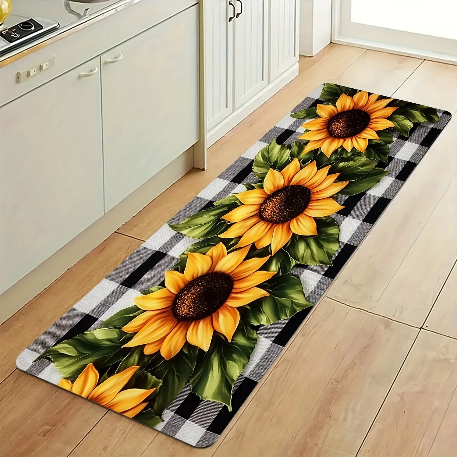 

1PC Sunflowers Pattern Kitchen Rug Non-Slip Door Mat Pop design Bathroom Rug Bath Mat Carpet for Home Sink Laundry Decor
