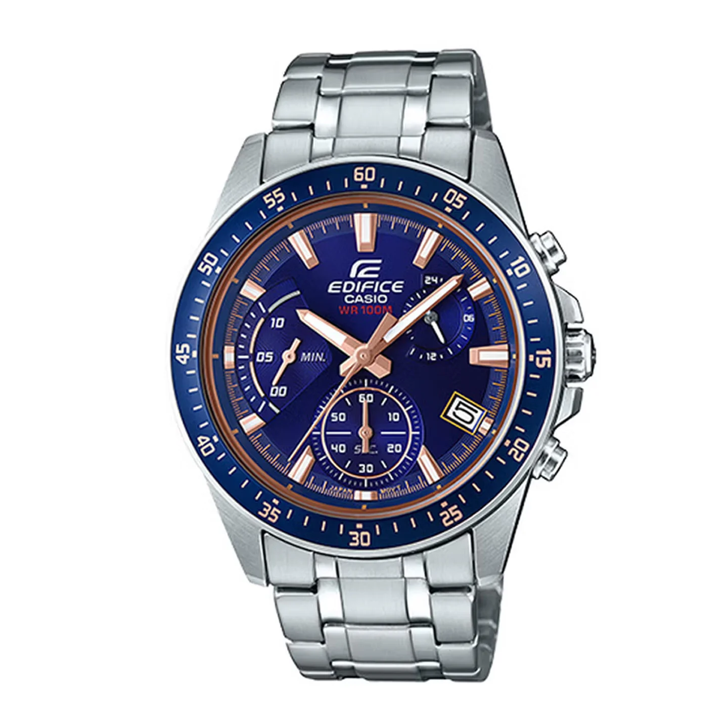 CASIO EFV-540D Mens Quartz Watch, Stainless Steel Metal Band, Multi-Function Chronograph, 100M Waterproof Analog Wristwat
