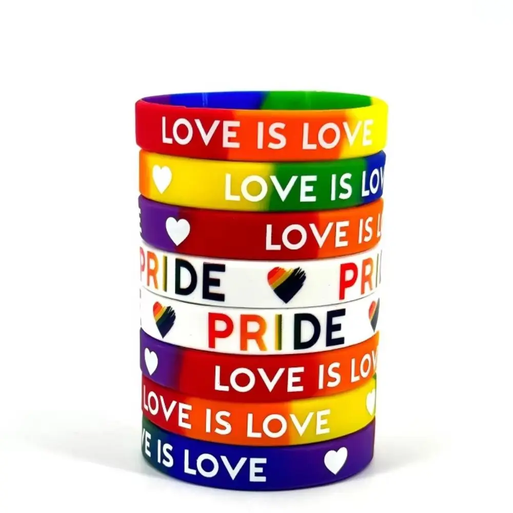 10pcs Special Lovers 6-segment Bracelet Six Colour Rainbow Pride Bracelet Against Homophobia Silicone Rubber Wristband Men Women